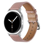 สายรัดนาฬิกาหนังแท้หัวเข็มขัดสแตนเลสสีเงิน สำหรับ Samsung Galaxy Watch8 / Watch8 Classic
