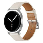 สายรัดนาฬิกาหนังแท้หัวเข็มขัดสแตนเลสสีเงิน สำหรับ Samsung Galaxy Watch8 / Watch8 Classic