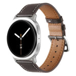 สายรัดนาฬิกาหนังแท้หัวเข็มขัดสแตนเลสสีเงิน สำหรับ Samsung Galaxy Watch8 / Watch8 Classic