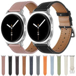 สายรัดนาฬิกาหนังแท้หัวเข็มขัดสแตนเลสสีเงิน สำหรับ Samsung Galaxy Watch8 / Watch8 Classic