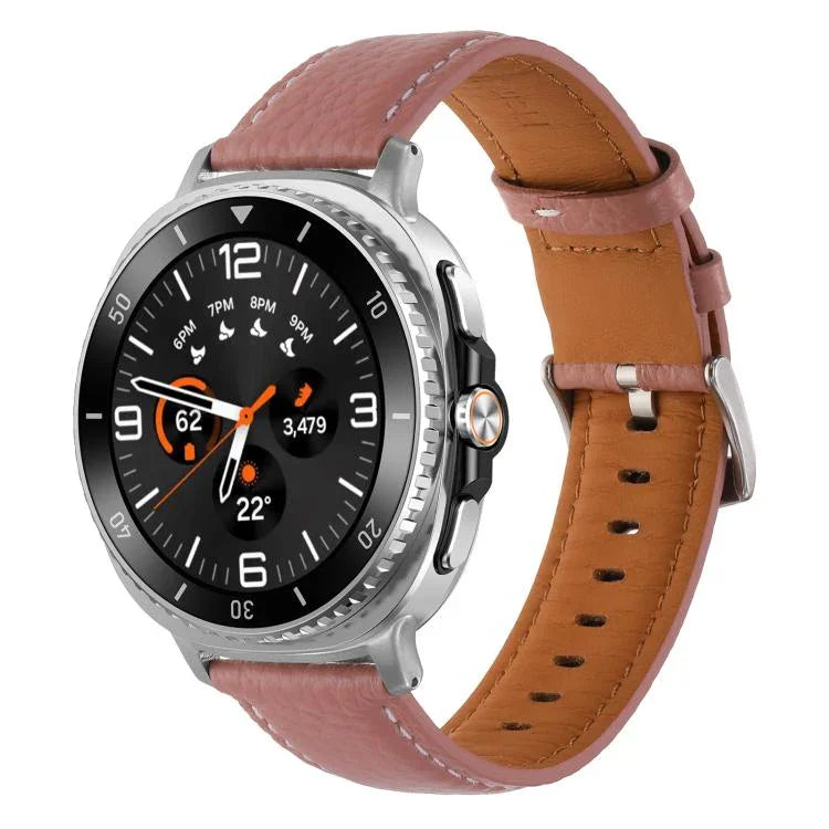 สายรัดนาฬิกาหนังแท้ลายลิ้นจี่ สำหรับ Samsung Galaxy Watch8 / Watch8 Classic