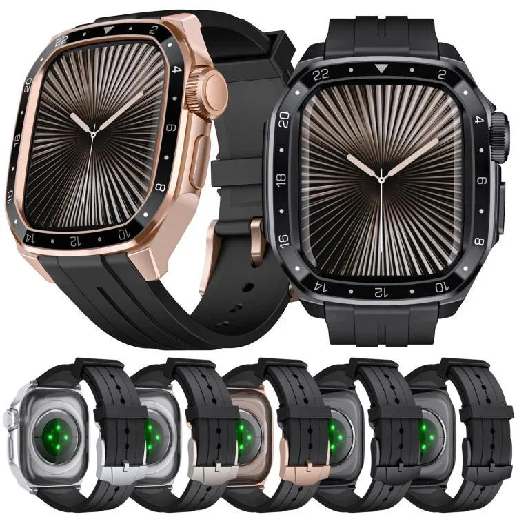 สายซิลิโคนกรอบโลหะรวมแบบจำลองมาตราส่วน สำหรับ Apple Watch Series 10 ขนาด 46 มม.