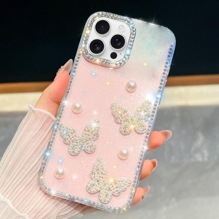 เคสโทรศัพท์กันกระแทกมุมสี่ด้านลายผีเสื้อมุกกลิตเตอร์เพชร สำหรับ iPhone 15 Pro Max, สำหรับ iPhone 15 Pro, สำหรับ iPhone 15, สำหรับ iPhone 14, สำหรับ iPhone 14 Pro, สำหรับ iPhone 14 Pro Max, สำหรับ iPhone 13 Pro Max, สำหรับ iPhone 13 Pro