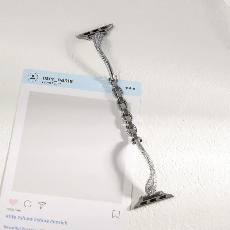 สายรัดนาฬิกาหัวงูฝังซิริคอนทองแดง สำหรับ Apple Watch ขนาด 46 มม. / 49 มม. / 45 มม. / 44 มม., สำหรับ Apple Watch ขนาด 42 มม. / 41 มม. / 40 มม. / 38 มม.