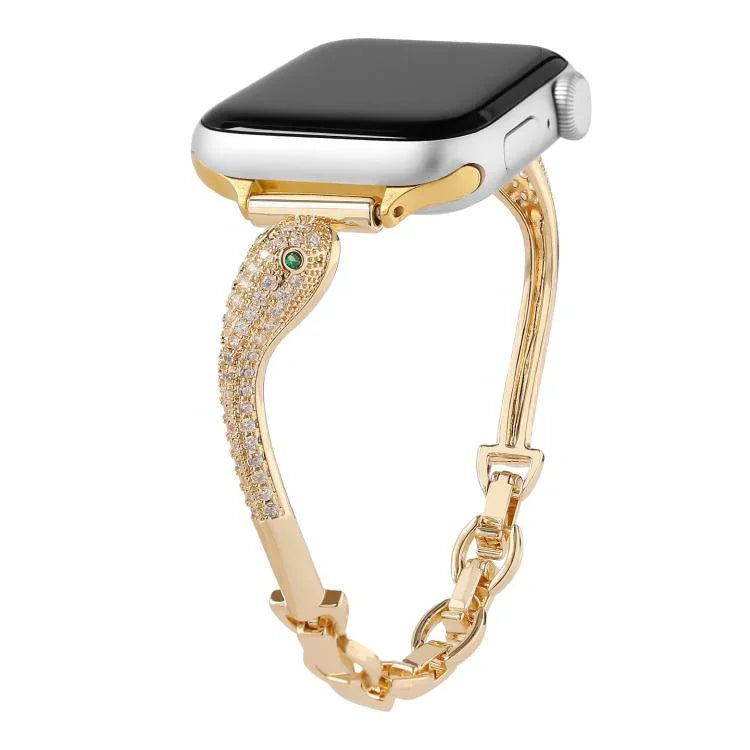 สายรัดนาฬิกาหัวงูฝังซิริคอนทองแดง สำหรับ Apple Watch ขนาด 46 มม. / 49 มม. / 45 มม. / 44 มม., สำหรับ Apple Watch ขนาด 42 มม. / 41 มม. / 40 มม. / 38 มม.
