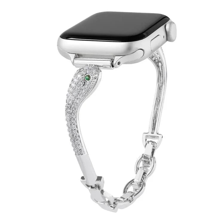 สายรัดนาฬิกาหัวงูฝังซิริคอนทองแดง สำหรับ Apple Watch ขนาด 46 มม. / 49 มม. / 45 มม. / 44 มม., สำหรับ Apple Watch ขนาด 42 มม. / 41 มม. / 40 มม. / 38 มม.