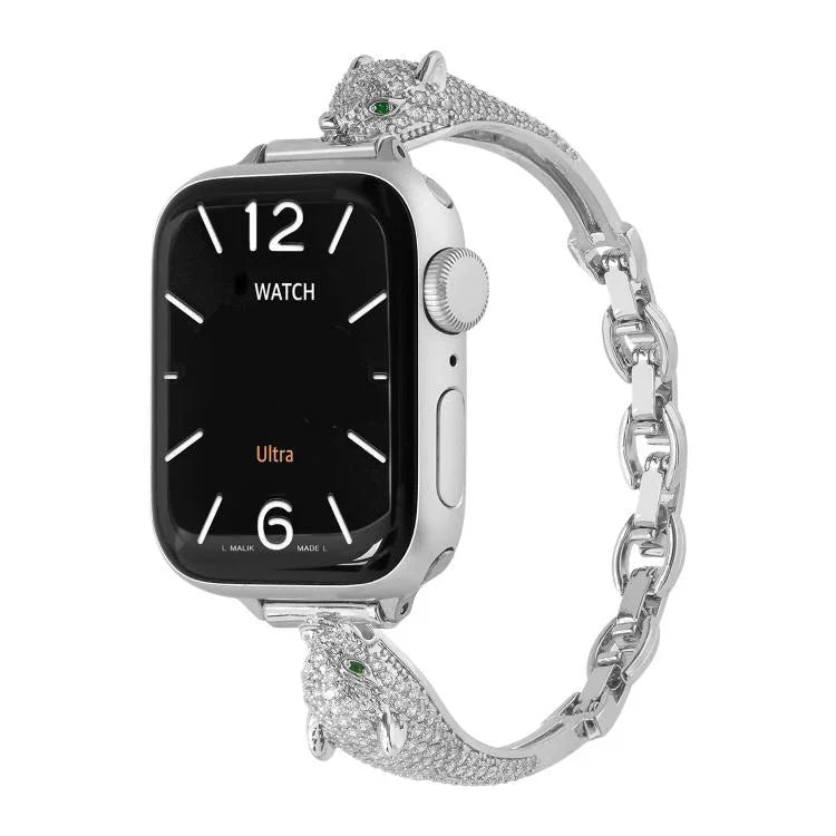 สายรัดนาฬิกาหัวเสือดาวฝังซิริคอนทองแดง สำหรับ Apple Watch ขนาด 46 มม. / 49 มม. / 45 มม. / 44 มม., สำหรับ Apple Watch ขนาด 42 มม. / 41 มม. / 40 มม. / 38 มม.