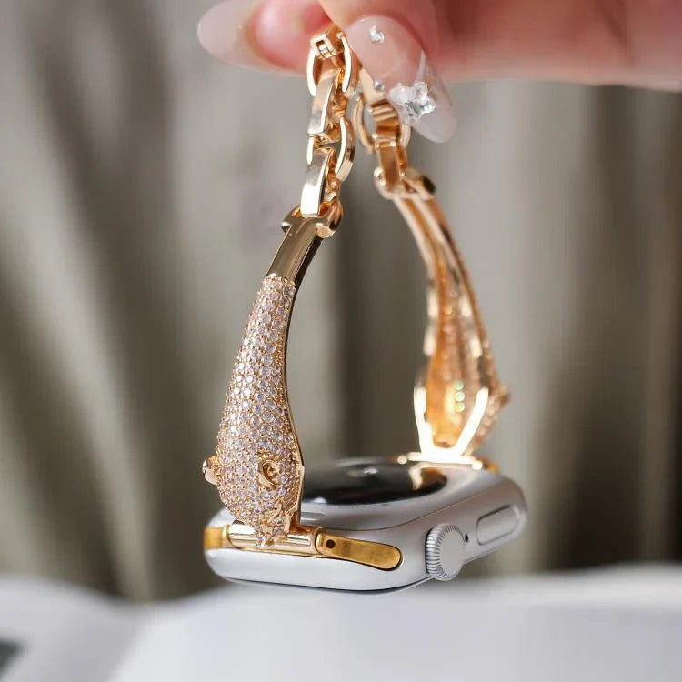 สายรัดนาฬิกาหัวเสือดาวฝังซิริคอนทองแดง สำหรับ Apple Watch ขนาด 46 มม. / 49 มม. / 45 มม. / 44 มม., สำหรับ Apple Watch ขนาด 42 มม. / 41 มม. / 40 มม. / 38 มม.