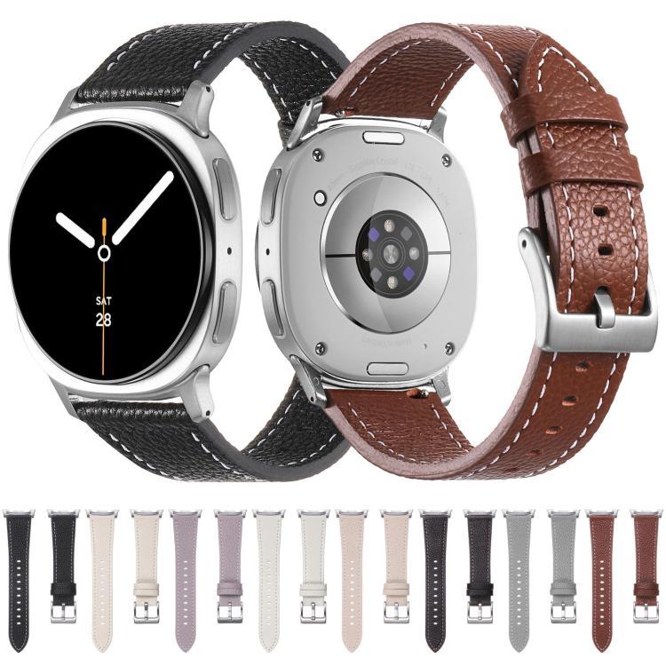 สายรัดนาฬิกาหนังลายลิ้นจี่สองด้าน สำหรับ Samsung Galaxy Watch8 / Watch8 Classic
