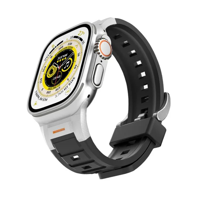 สายซิลิโคนสีสันสดใสข้อต่อโลหะ Pioneer สำหรับ Apple Watch ขนาด 46 มม. / 49 มม. / 45 มม. / 44 มม., สำหรับ Apple Watch ขนาด 42 มม. / 41 มม. / 40 มม. / 38 มม.