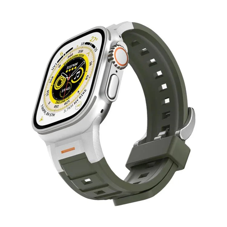 สายซิลิโคนสีสันสดใสข้อต่อโลหะ Pioneer สำหรับ Apple Watch ขนาด 46 มม. / 49 มม. / 45 มม. / 44 มม., สำหรับ Apple Watch ขนาด 42 มม. / 41 มม. / 40 มม. / 38 มม.