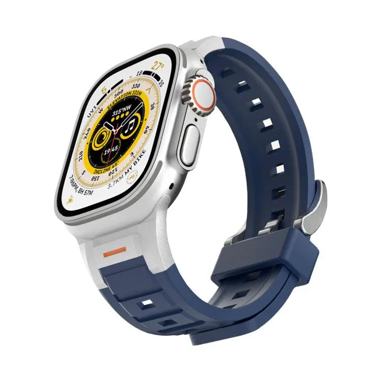 สายซิลิโคนสีสันสดใสข้อต่อโลหะ Pioneer สำหรับ Apple Watch ขนาด 46 มม. / 49 มม. / 45 มม. / 44 มม., สำหรับ Apple Watch ขนาด 42 มม. / 41 มม. / 40 มม. / 38 มม.