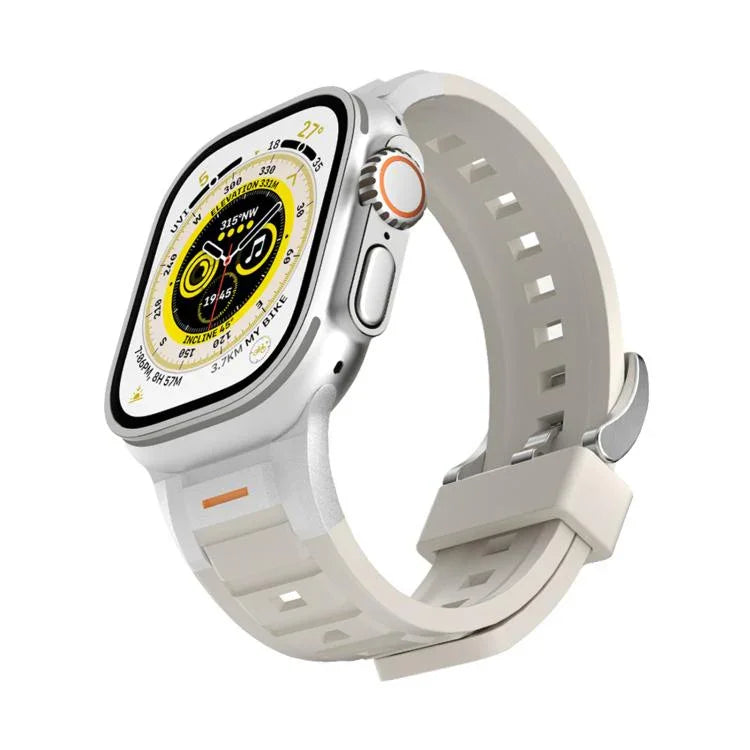 สายซิลิโคนสีสันสดใสข้อต่อโลหะ Pioneer สำหรับ Apple Watch ขนาด 46 มม. / 49 มม. / 45 มม. / 44 มม., สำหรับ Apple Watch ขนาด 42 มม. / 41 มม. / 40 มม. / 38 มม.