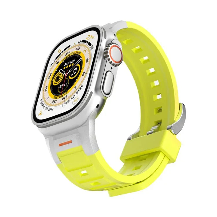 สายซิลิโคนสีสันสดใสข้อต่อโลหะ Pioneer สำหรับ Apple Watch ขนาด 46 มม. / 49 มม. / 45 มม. / 44 มม., สำหรับ Apple Watch ขนาด 42 มม. / 41 มม. / 40 มม. / 38 มม.