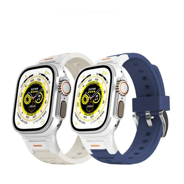 สายซิลิโคนสีสันสดใสข้อต่อโลหะ Pioneer สำหรับ Apple Watch ขนาด 46 มม. / 49 มม. / 45 มม. / 44 มม., สำหรับ Apple Watch ขนาด 42 มม. / 41 มม. / 40 มม. / 38 มม.
