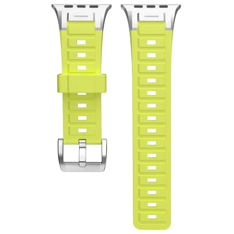 สายซิลิโคนสีสันสดใสข้อต่อโลหะ Pioneer สำหรับ Apple Watch ขนาด 46 มม. / 49 มม. / 45 มม. / 44 มม., สำหรับ Apple Watch ขนาด 42 มม. / 41 มม. / 40 มม. / 38 มม.