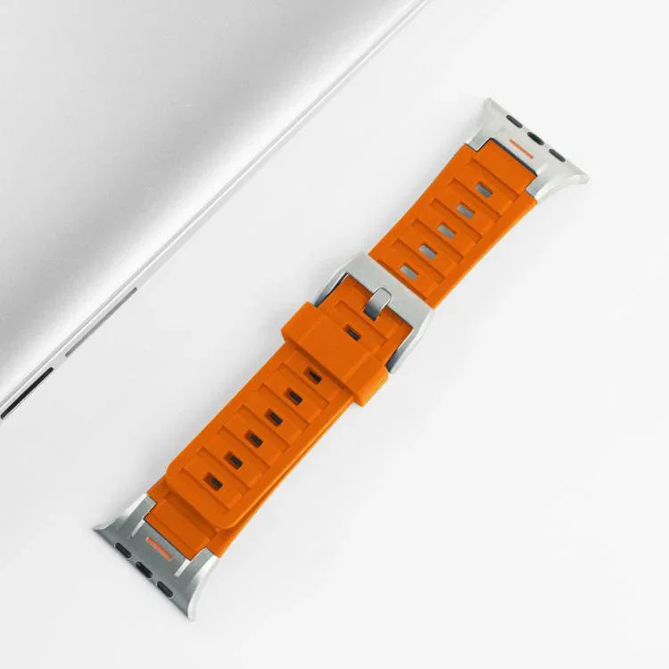 สายซิลิโคนสีสันสดใสข้อต่อโลหะ Pioneer สำหรับ Apple Watch ขนาด 46 มม. / 49 มม. / 45 มม. / 44 มม., สำหรับ Apple Watch ขนาด 42 มม. / 41 มม. / 40 มม. / 38 มม.