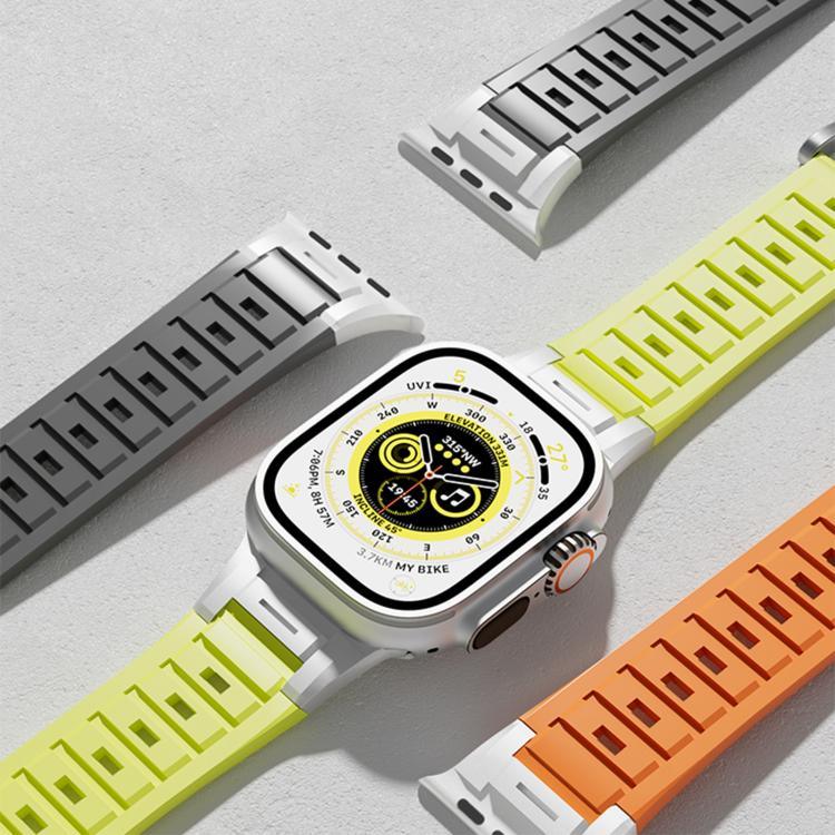 สายซิลิโคนสีสันสดใสข้อต่อโลหะ Pioneer สำหรับ Apple Watch ขนาด 46 มม. / 49 มม. / 45 มม. / 44 มม., สำหรับ Apple Watch ขนาด 42 มม. / 41 มม. / 40 มม. / 38 มม.