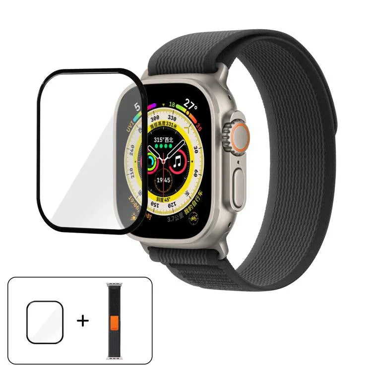สายรัดนาฬิกาไนลอน Wild Path Loop พร้อมฟิล์มโค้ง 3D สำหรับ Apple Watch Series 10 ขนาด 46 มม., สำหรับ Apple Watch Series 10 ขนาด 42 มม., สำหรับ Apple Watch 6 / 5 / 4 / SE ขนาด 44 มม.