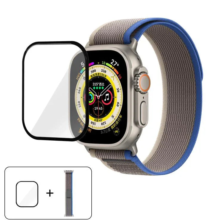 สายรัดนาฬิกาไนลอน Wild Path Loop พร้อมฟิล์มโค้ง 3D สำหรับ Apple Watch Series 10 ขนาด 46 มม., สำหรับ Apple Watch Series 10 ขนาด 42 มม., สำหรับ Apple Watch 6 / 5 / 4 / SE ขนาด 44 มม.