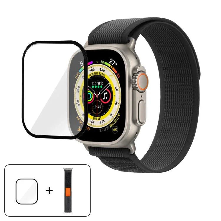 สายรัดนาฬิกาไนลอน Wild Path Loop พร้อมฟิล์มโค้ง 3D สำหรับ Apple Watch Series 9 / 8 / 7 ขนาด 41 มม., สำหรับ Apple Watch 3 / 2 / 1 ขนาด 38 มม., สำหรับ Apple Watch 3 / 2 / 1 ขนาด 42 มม.