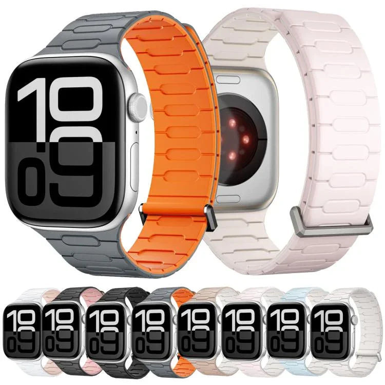 สายซิลิโคนแม่เหล็กรูปตัว I สำหรับ Apple Watch ขนาด 46 มม. / 49 มม. / 45 มม. / 44 มม., สำหรับ Apple Watch ขนาด 42 มม. / 41 มม. / 40 มม. / 38 มม.