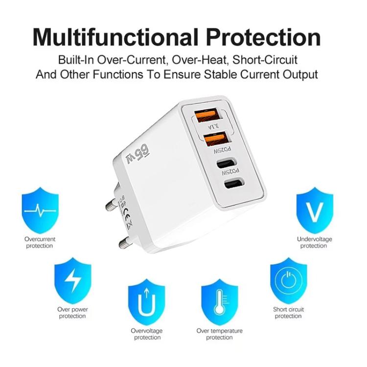 TE-PD44 Dual USB-A Dual Type-C 4-port Mobile Phone Charger, EU Plug, US Plug
