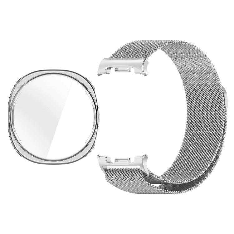 สายรัดนาฬิกาโลหะแม่เหล็กมิลานีสพร้อมปลอก TPU ปกป้องเต็มรูปแบบ สำหรับ Samsung Galaxy Watch8 44mm, สำหรับ Samsung Galaxy Watch8 40mm