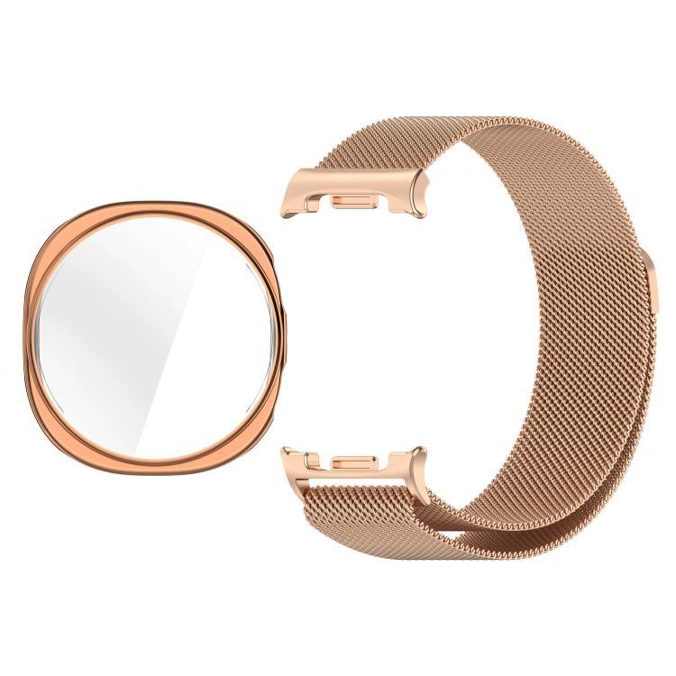 สายรัดนาฬิกาโลหะแม่เหล็กมิลานีสพร้อมปลอก TPU ปกป้องเต็มรูปแบบ สำหรับ Samsung Galaxy Watch8 44mm, สำหรับ Samsung Galaxy Watch8 40mm