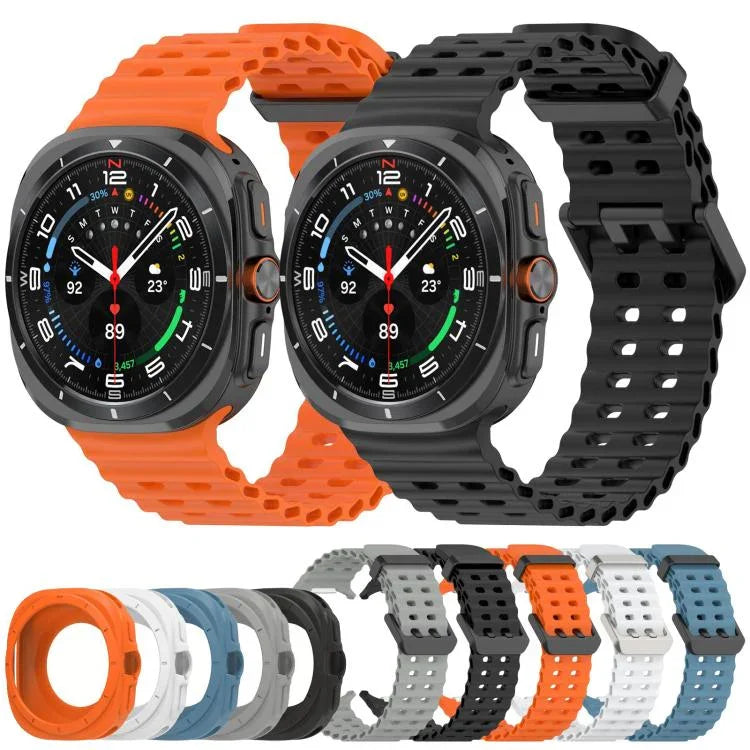 สายซิลิโคนสำหรับนาฬิกา Marine Dual Buckle สำหรับ Samsung Galaxy Watch 47mm / Ultra 2025