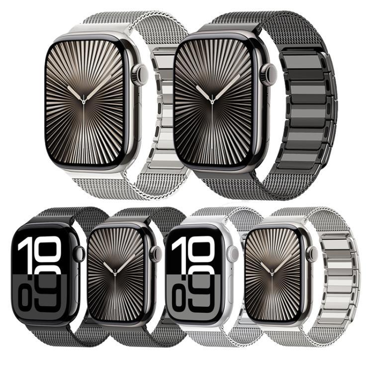 สายรัดนาฬิกาสแตนเลสสตีลทอรูปตัว I แบบแม่เหล็ก สำหรับ Apple Watch ขนาด 46 มม. / 49 มม. / 45 มม. / 44 มม., สำหรับ Apple Watch ขนาด 42 มม. / 41 มม. / 40 มม. / 38 มม.