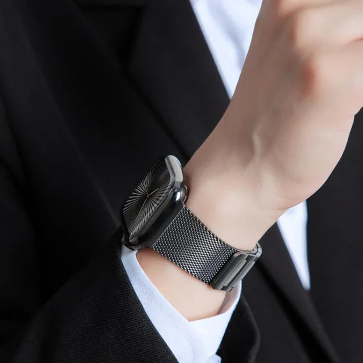 สายรัดนาฬิกาสแตนเลสสตีลทอรูปตัว I แบบแม่เหล็ก สำหรับ Apple Watch ขนาด 46 มม. / 49 มม. / 45 มม. / 44 มม., สำหรับ Apple Watch ขนาด 42 มม. / 41 มม. / 40 มม. / 38 มม.