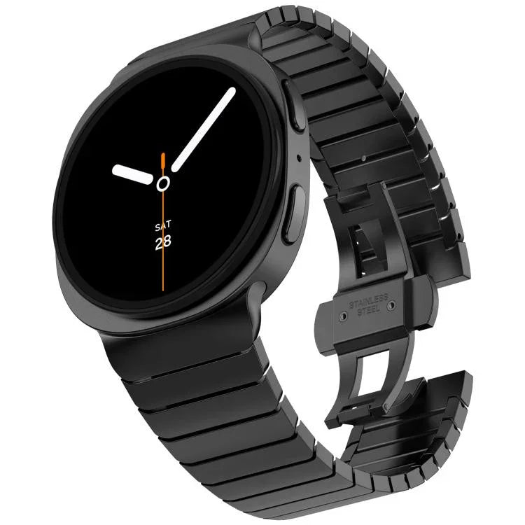 สายสแตนเลสสตีลแบบเม็ดเดียวพร้อมหัวเข็มขัดผีเสื้อ สำหรับ Samsung Galaxy Watch8 / Watch8 Classic