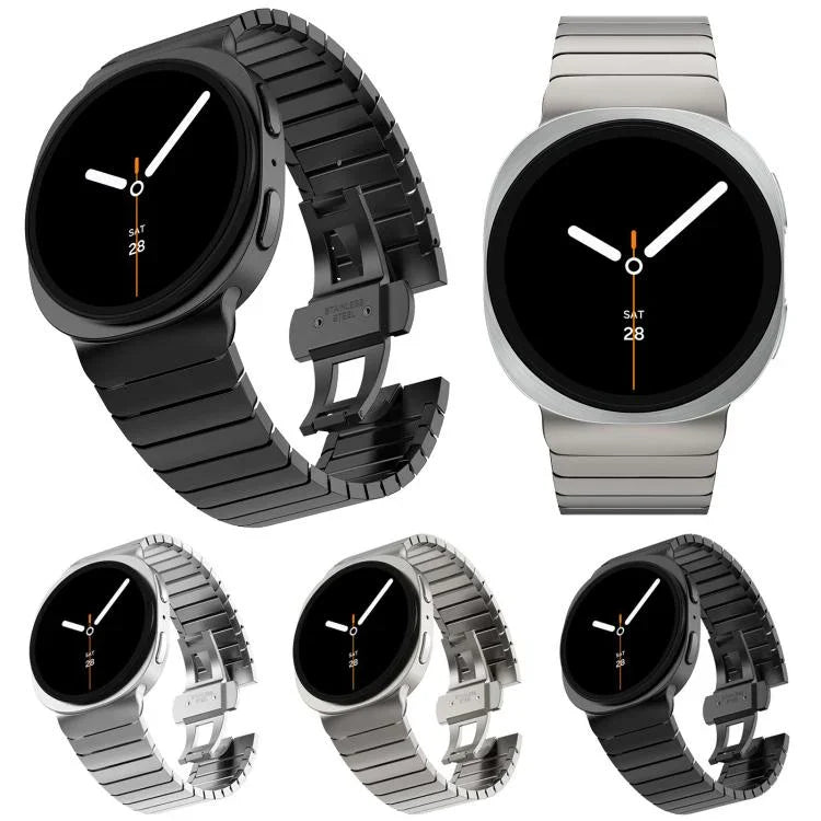 สายสแตนเลสสตีลแบบเม็ดเดียวพร้อมหัวเข็มขัดผีเสื้อ สำหรับ Samsung Galaxy Watch8 / Watch8 Classic