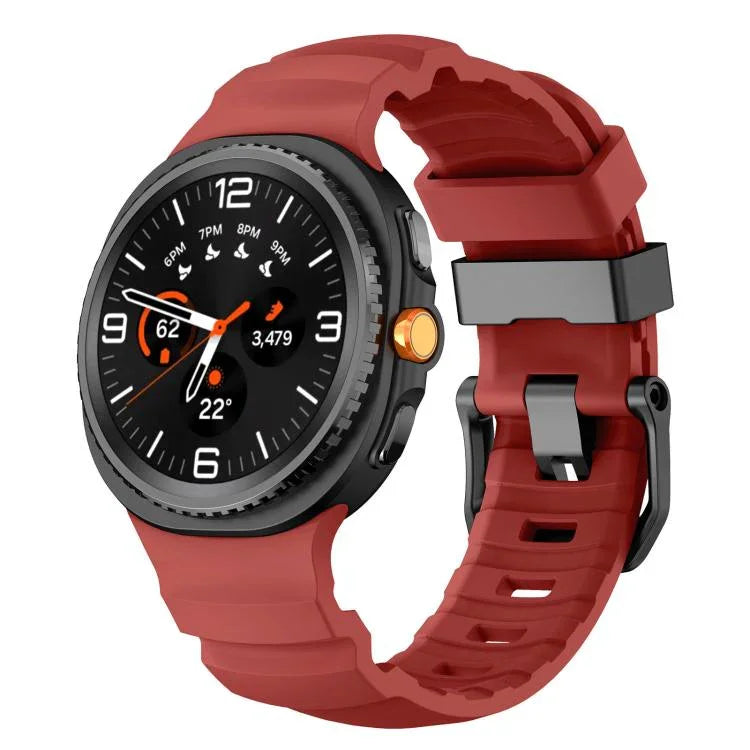 สายซิลิโคนกีฬาแบบหัวเข็มขัดสีดำ สำหรับ Samsung Galaxy Watch8 / Watch8 Classic