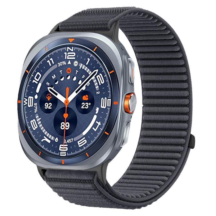 สายไนลอนถักพร้อมตีนตุ๊กแกและอินเทอร์เฟซโลหะ สำหรับ Samsung Galaxy Watch Ultra 47mm / Ultra 2025