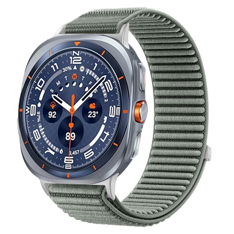 สายไนลอนถักพร้อมตีนตุ๊กแกและอินเทอร์เฟซโลหะ สำหรับ Samsung Galaxy Watch Ultra 47mm / Ultra 2025