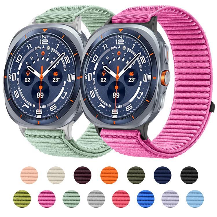 สายไนลอนถักพร้อมตีนตุ๊กแกและอินเทอร์เฟซโลหะ สำหรับ Samsung Galaxy Watch Ultra 47mm / Ultra 2025