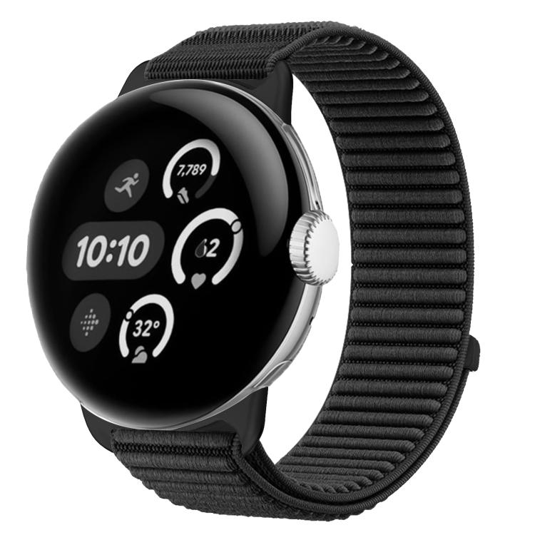 สายรัดนาฬิกาแบบตีนตุ๊กแกไนลอนทอพร้อมอินเทอร์เฟซโลหะ สำหรับ Google Pixel Watch 4 / Watch 3 45mm, สำหรับ Google Pixel Watch 4 / 3 / 2 / 1 41mm