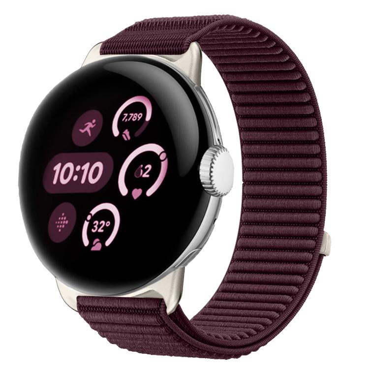 สายรัดนาฬิกาแบบตีนตุ๊กแกไนลอนทอพร้อมอินเทอร์เฟซโลหะ สำหรับ Google Pixel Watch 4 / Watch 3 45mm, สำหรับ Google Pixel Watch 4 / 3 / 2 / 1 41mm