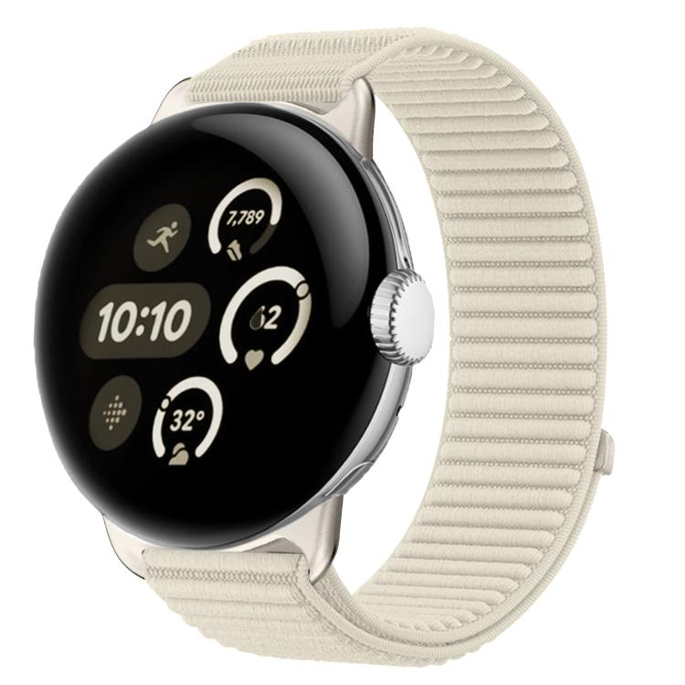 สายรัดนาฬิกาแบบตีนตุ๊กแกไนลอนทอพร้อมอินเทอร์เฟซโลหะ สำหรับ Google Pixel Watch 4 / Watch 3 45mm, สำหรับ Google Pixel Watch 4 / 3 / 2 / 1 41mm