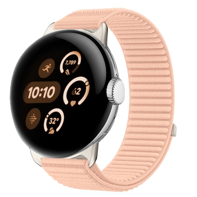 สายรัดนาฬิกาแบบตีนตุ๊กแกไนลอนทอพร้อมอินเทอร์เฟซโลหะ สำหรับ Google Pixel Watch 4 / Watch 3 45mm, สำหรับ Google Pixel Watch 4 / 3 / 2 / 1 41mm