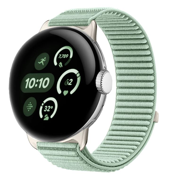 สายรัดนาฬิกาแบบตีนตุ๊กแกไนลอนทอพร้อมอินเทอร์เฟซโลหะ สำหรับ Google Pixel Watch 4 / Watch 3 45mm, สำหรับ Google Pixel Watch 4 / 3 / 2 / 1 41mm