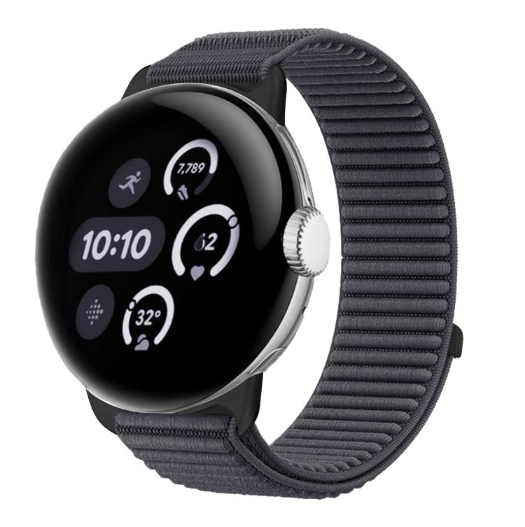 สายรัดนาฬิกาแบบตีนตุ๊กแกไนลอนทอพร้อมอินเทอร์เฟซโลหะ สำหรับ Google Pixel Watch 4 / Watch 3 45mm, สำหรับ Google Pixel Watch 4 / 3 / 2 / 1 41mm