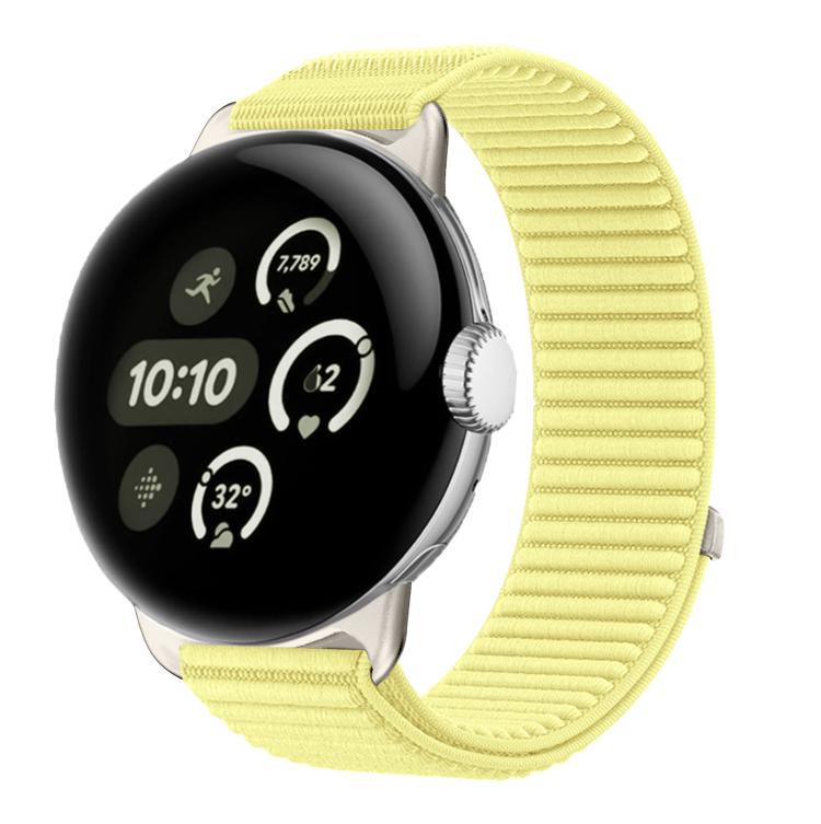 สายรัดนาฬิกาแบบตีนตุ๊กแกไนลอนทอพร้อมอินเทอร์เฟซโลหะ สำหรับ Google Pixel Watch 4 / Watch 3 45mm, สำหรับ Google Pixel Watch 4 / 3 / 2 / 1 41mm