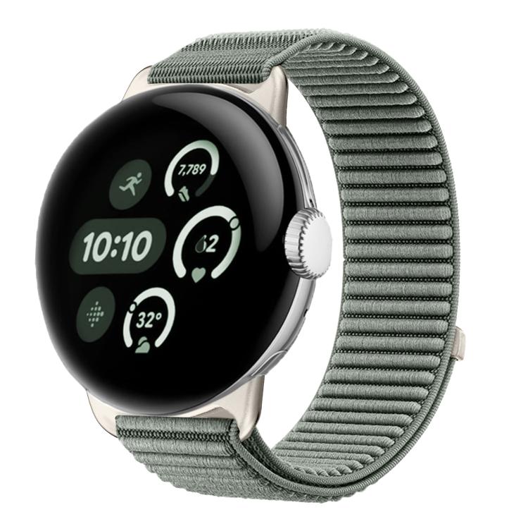 สายรัดนาฬิกาแบบตีนตุ๊กแกไนลอนทอพร้อมอินเทอร์เฟซโลหะ สำหรับ Google Pixel Watch 4 / Watch 3 45mm, สำหรับ Google Pixel Watch 4 / 3 / 2 / 1 41mm