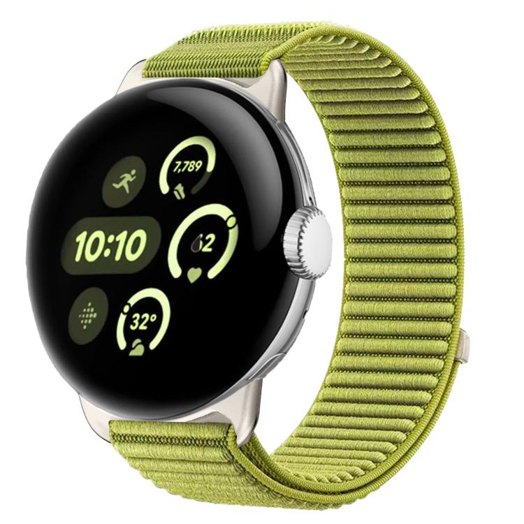 สายรัดนาฬิกาแบบตีนตุ๊กแกไนลอนทอพร้อมอินเทอร์เฟซโลหะ สำหรับ Google Pixel Watch 4 / Watch 3 45mm, สำหรับ Google Pixel Watch 4 / 3 / 2 / 1 41mm