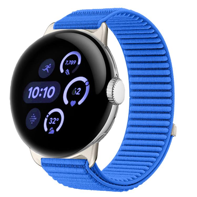 สายรัดนาฬิกาแบบตีนตุ๊กแกไนลอนทอพร้อมอินเทอร์เฟซโลหะ สำหรับ Google Pixel Watch 4 / Watch 3 45mm, สำหรับ Google Pixel Watch 4 / 3 / 2 / 1 41mm