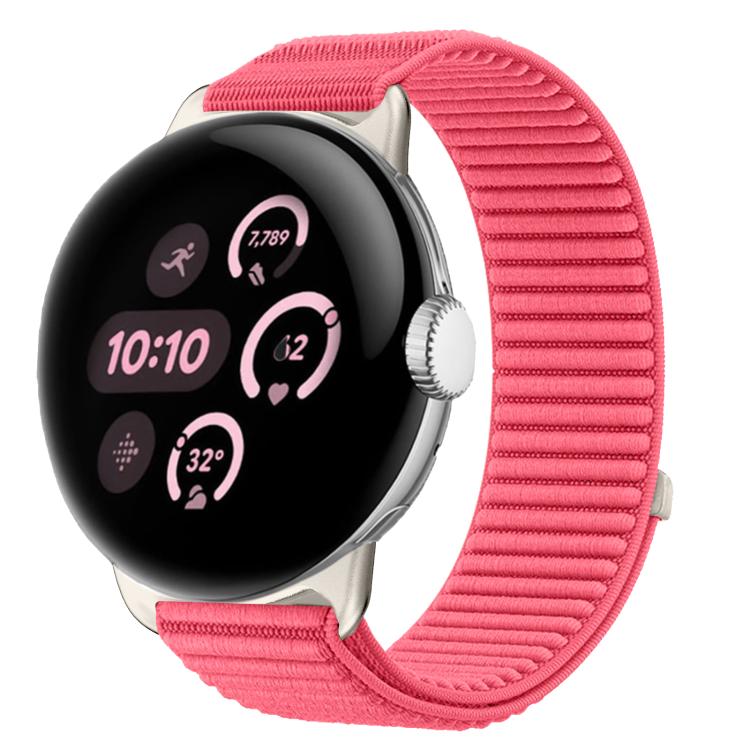 สายรัดนาฬิกาแบบตีนตุ๊กแกไนลอนทอพร้อมอินเทอร์เฟซโลหะ สำหรับ Google Pixel Watch 4 / Watch 3 45mm, สำหรับ Google Pixel Watch 4 / 3 / 2 / 1 41mm