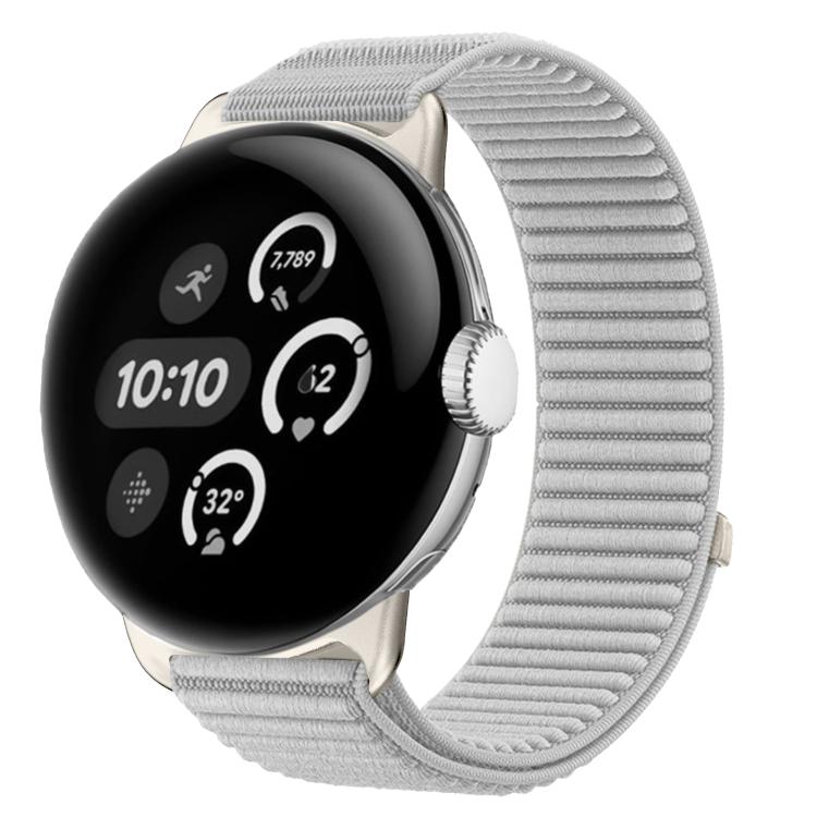 สายรัดนาฬิกาแบบตีนตุ๊กแกไนลอนทอพร้อมอินเทอร์เฟซโลหะ สำหรับ Google Pixel Watch 4 / Watch 3 45mm, สำหรับ Google Pixel Watch 4 / 3 / 2 / 1 41mm